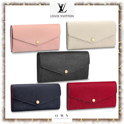 Louis Vuitton MONOGRAM EMPREINTE Monogram Calfskin Plain Leather Long Wallets 