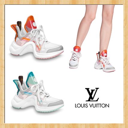 Louis Vuitton 2019 20AW Rubber Sole Casual Style Bi color Leather Low Top Sneakers 1A65RV 1A65RU 1A65RF 1A65RE 