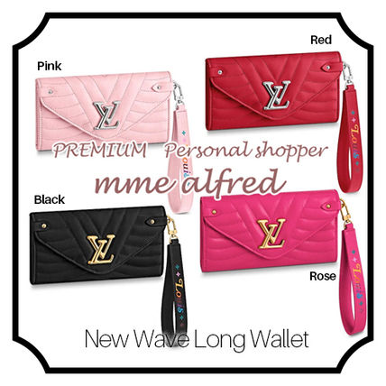 Louis Vuitton Plain Leather Folding Wallet Long Wallets 