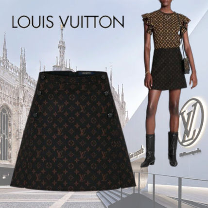 Louis Vuitton MONOGRAM 2020 SS Monogram A Line Wool Silk Mini Skirt 1A82HO 