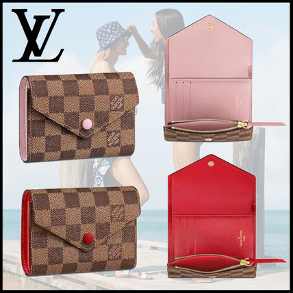 Louis Vuitton DAMIER Leather Folding Wallet Small Wallet Logo Folding Wallets N41659 N61700 