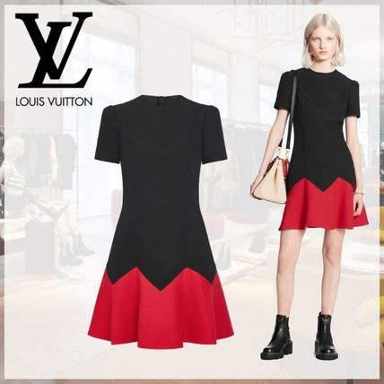 Louis Vuitton Crew Neck Casual Style Wool Silk Blended Fabrics Flared 