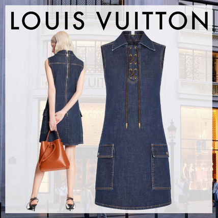 Louis Vuitton 2020 21AW Casual Style Denim Sleeveless Plain Elegant Style Dresses 1A83VP 