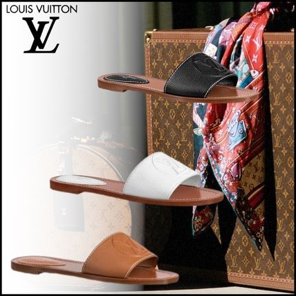 Louis Vuitton MONOGRAM 2020 SS Open Toe Blended Fabrics Leather Logo Sandals 1A8750 1A873C 1A8746 