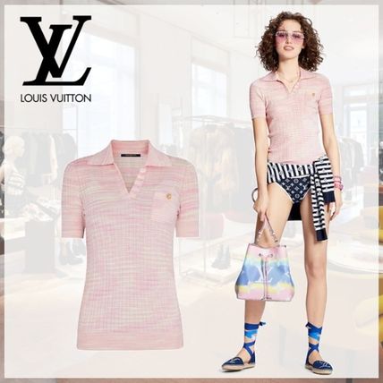 Louis Vuitton Wool Short Sleeves Elegant Style Logo Polos 