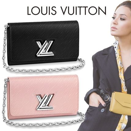 Louis Vuitton TWIST 2WAY Chain Plain Leather Party Style Crossbody Wallet Chain 