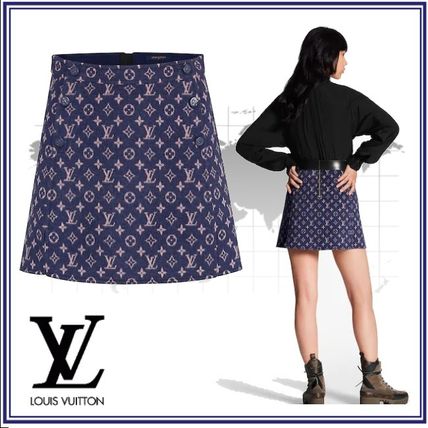 Louis Vuitton 2020 Cruise Short Monogram Wool Silk Mini Skirts 