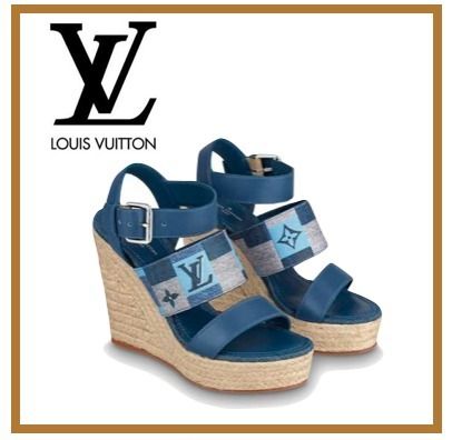 Louis Vuitton 2020 SS Open Toe Platform Casual Style Leather Elegant Style Logo 1A7RA7 
