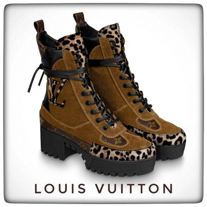 Louis Vuitton MONOGRAM 2019 20AW Monogram Leopard Patterns Platform Round Toe Lace up 1A5NOH 1A5NOF 1A5NOD 1A5NOC 1A5NOB 