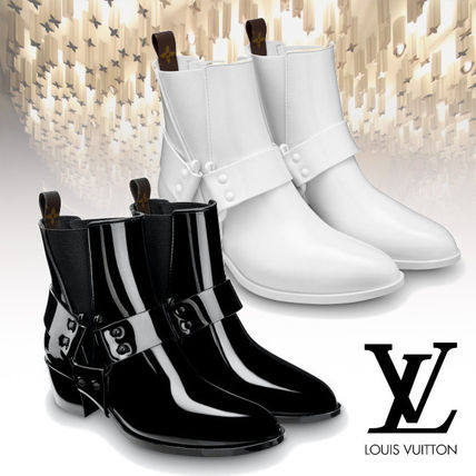 Louis Vuitton Monogram Rubber Sole Leather Logo Mid Heel Boots 1A66Y6 1A66XW 