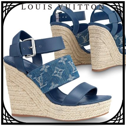 Louis Vuitton MONOGRAM 2020 SS Monogram Open Toe Casual Style Blended Fabrics Leather Logo 1A7RA1 