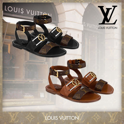Louis Vuitton MONOGRAM Leather Logo Sandals