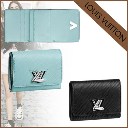 Louis Vuitton Plain Leather Folding Wallet Logo Folding Wallets M63322 M69158 