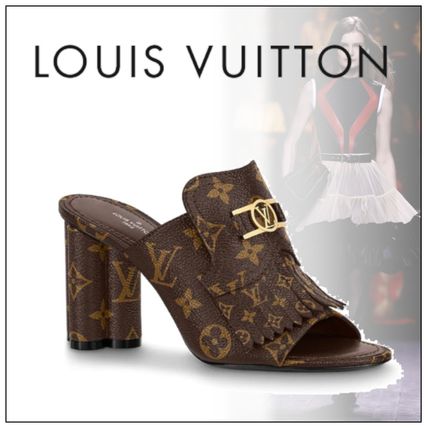 Louis Vuitton 2020 21AW Monogram Open Toe Mules Heeled Sandals 1A8659 