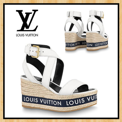 Louis Vuitton 2020 SS Monogram Open Toe Platform Casual Style Blended Fabrics 1A64GI 1A64GH 