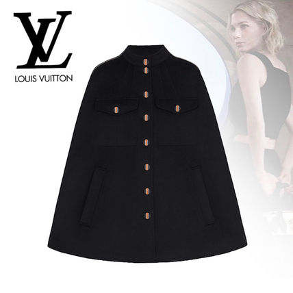 Louis Vuitton 2020 21AW Black And Ochre Monogram Cape Coat In Wool And Silk 1A825T 1A825T 