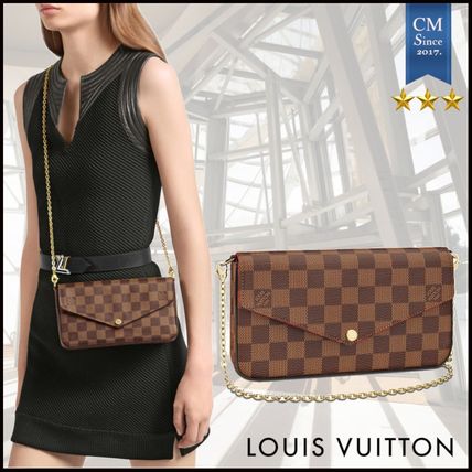 Louis Vuitton DAMIER 2020 SS Canvas Chain Leather Crossbody Logo Shoulder Bags 