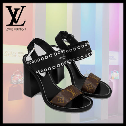 Louis Vuitton 2020 21AW Monogram Block Heels Elegant Style Logo Heeled Sandals 1A6425 