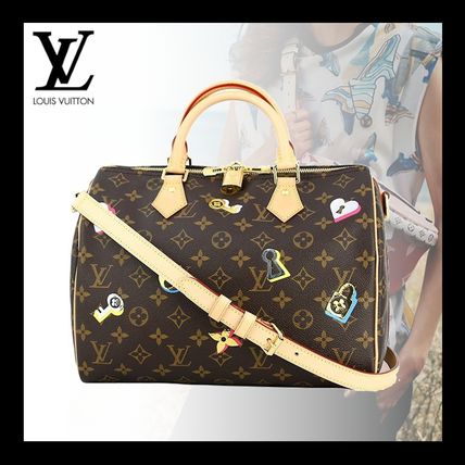 Louis Vuitton SPEEDY Monogram Unisex Calfskin 2WAY Leather Crossbody Logo 