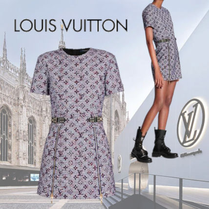 Louis Vuitton MONOGRAM 2020 SS Crew Neck Short Monogram Tight Wool Nylon Blended Fabrics 1A60ZV 