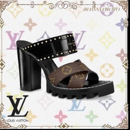 Louis Vuitton MONOGRAM 2020 SS Monogram Open Toe Platform Casual Style Blended Fabrics 1A664L 