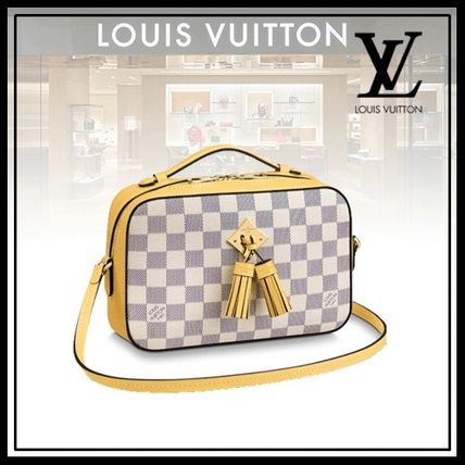 Louis Vuitton DAMIER AZUR Monogram Casual Style Calfskin Canvas 2WAY Plain Leather 