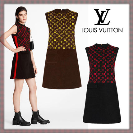 Louis Vuitton Sleeveless Mini Dress In Monogram Wool Knit 1A837O 