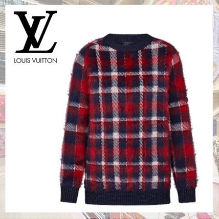 Louis Vuitton 2019 20AW Crew Neck Tartan Casual Style Wool Blended Fabrics 1A5K5Q 
