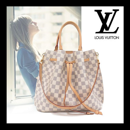Louis Vuitton DAMIER AZUR Casual Style Unisex 2WAY Leather Purses Elegant Style Logo 