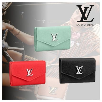 Louis Vuitton LOCKME Plain Leather Folding Wallet Logo Folding Wallets M68481 M67860 M63921 