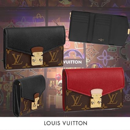 Louis Vuitton PALLAS 2020 SS Monogram Calfskin Canvas Folding Wallet Logo Folding Wallets 