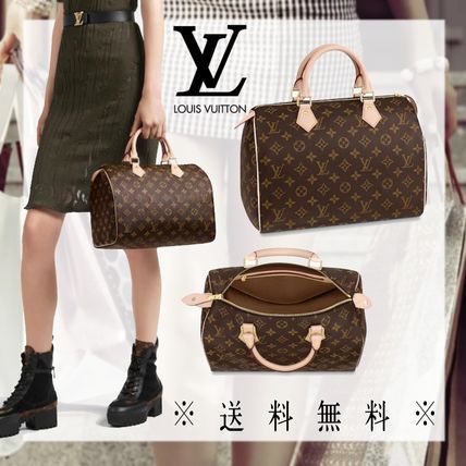 Louis Vuitton SPEEDY Monogram Leather Logo Boston  Duffles M41108 