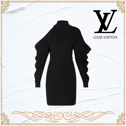 Louis Vuitton MONOGRAM 2020 21AW Asymmetric Knit Dress With Draped Sleeves 1A62HM 