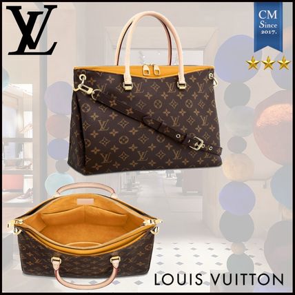 Louis Vuitton PALLAS Monogram Canvas 2WAY Leather Logo Handbags 