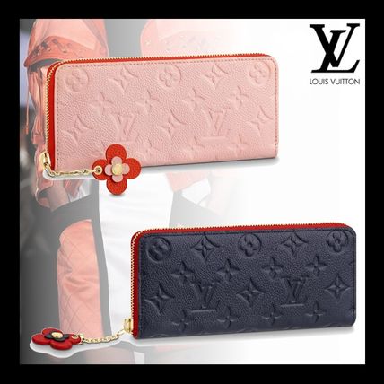 Louis Vuitton MONOGRAM Flower Patterns Monogram Calfskin Plain Leather Long Wallet 