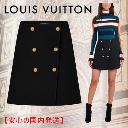 Louis Vuitton 2020 SS Flared Skirts Short Wool Silk Elegant Style Logo Skirts 