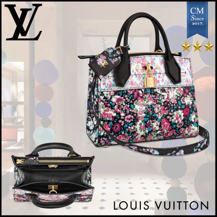 Louis Vuitton CITY STEAMER 2020 SS Flower Patterns 2WAY Leather Crossbody Logo Handbags 