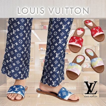 Louis Vuitton LOCKIT 2020 SS Monogram Open Toe Casual Style Tie dye Leather Mules Logo 1A7TP1 1A7TND 1A7TO7 