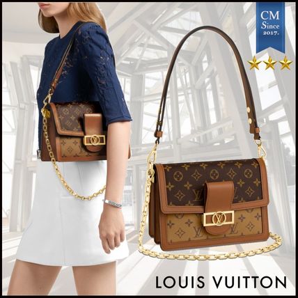 Louis Vuitton MONOGRAM Monogram Canvas Blended Fabrics Chain Leather Crossbody Logo 