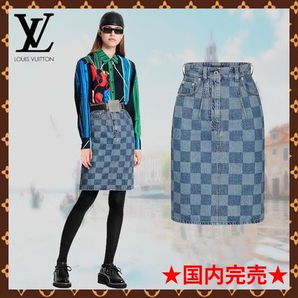 Louis Vuitton Denim Pencil Skirt 1A5R4U 