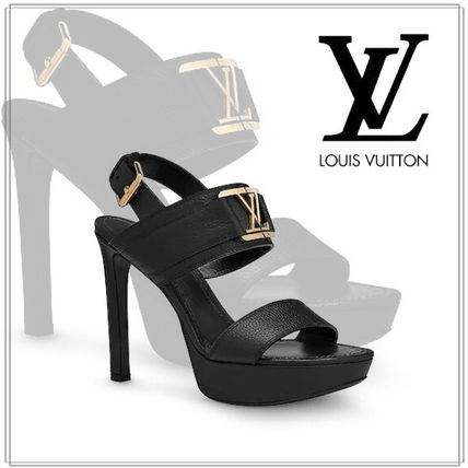 Louis Vuitton 2020 21AW Casual Style Leather Logo Heeled Sandals 