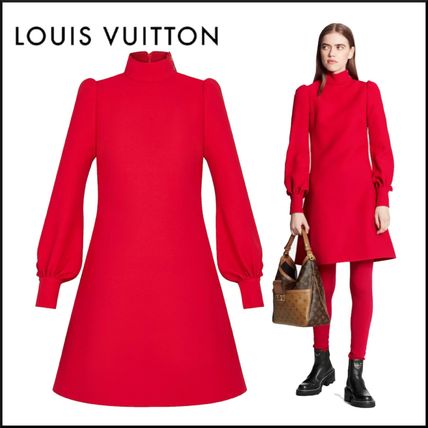 Louis Vuitton Short Casual Style Wool Silk Plain Party Style High Neck 1A82JO 