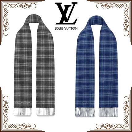 Louis Vuitton 2019 20AW Monogram Unisex Cashmere Logo Knit  Fur Scarves 