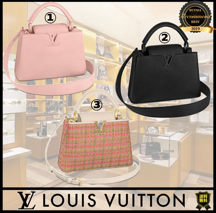 Louis Vuitton CAPUCINES Other Plaid Patterns Casual Style Calfskin Blended Fabrics 