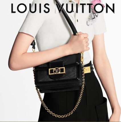 Louis Vuitton Chain Leather Party Style Elegant Style Shoulder Bags 