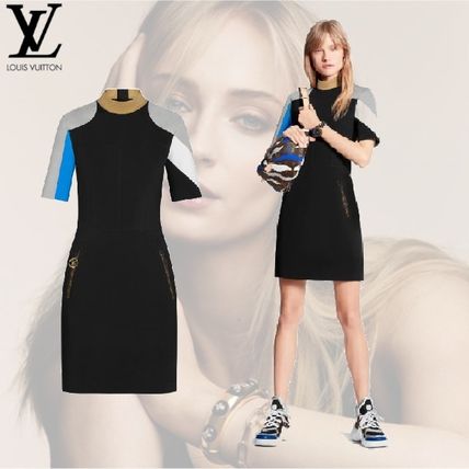 Louis Vuitton 2020 21AW Lvxlol Short Sleeve Mock Neck Fitted Dress 1A7SDM 