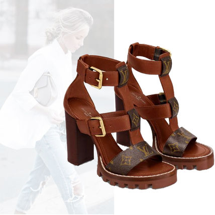 Louis Vuitton 2020 21AW Monogram Casual Style Plain Elegant Style Heeled Sandals 