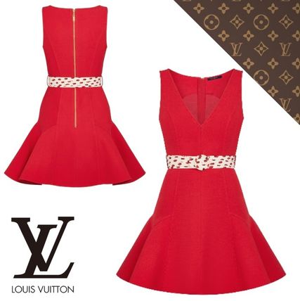 Louis Vuitton 2019 20AW Sleeveless Skater Dress In Red Wool And Silk Cady 1A82TU 