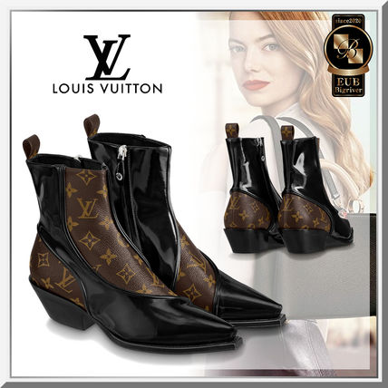 Louis Vuitton Monogram Casual Style Street Style Leather Block Heels 1A8DFS 