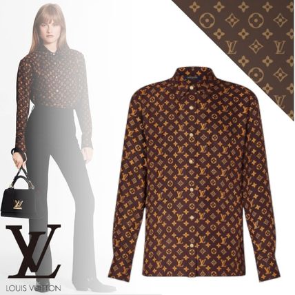 Louis Vuitton 2019 20AW Monogram Silk Long Sleeves Elegant Style Logo 1A8BSO 